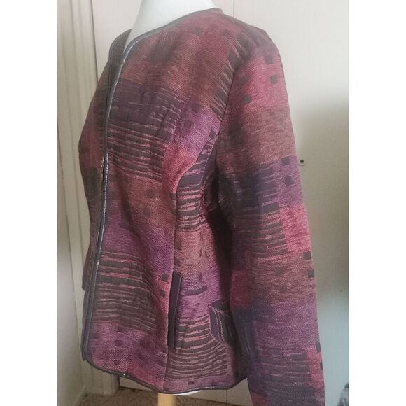 J4  C.J. Banks zip-up dressy jacket with black faux leather trim - Picture 1 of 6